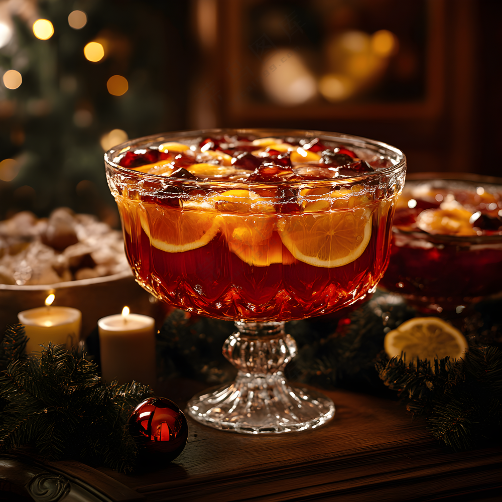 桌子上的冰镇果酒饮料