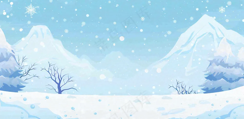 冬天白雪覆盖寒冷唯美雪景大寒插画背景