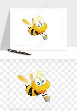 卡通蜜蜂采蜜png免抠