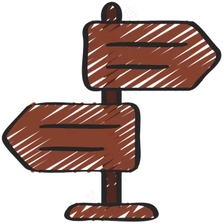 路标 指路牌 铅笔手绘图标 icon