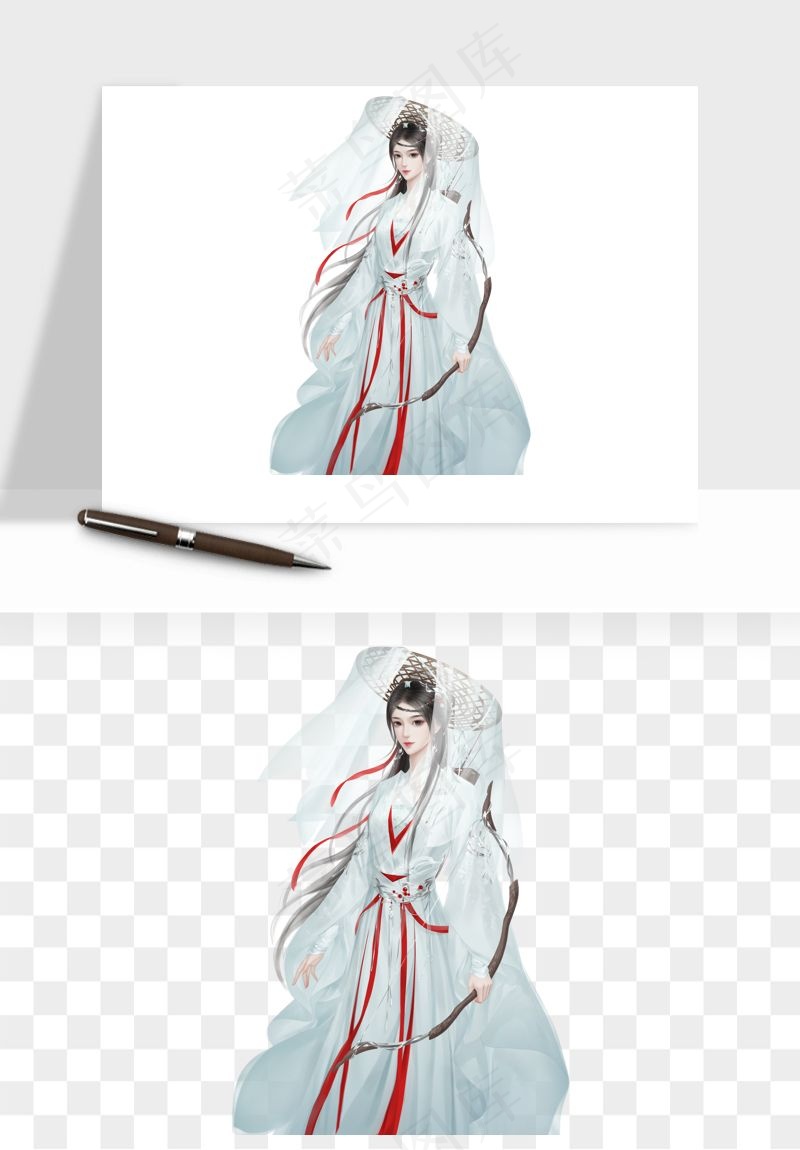古风美人女子背影png免抠