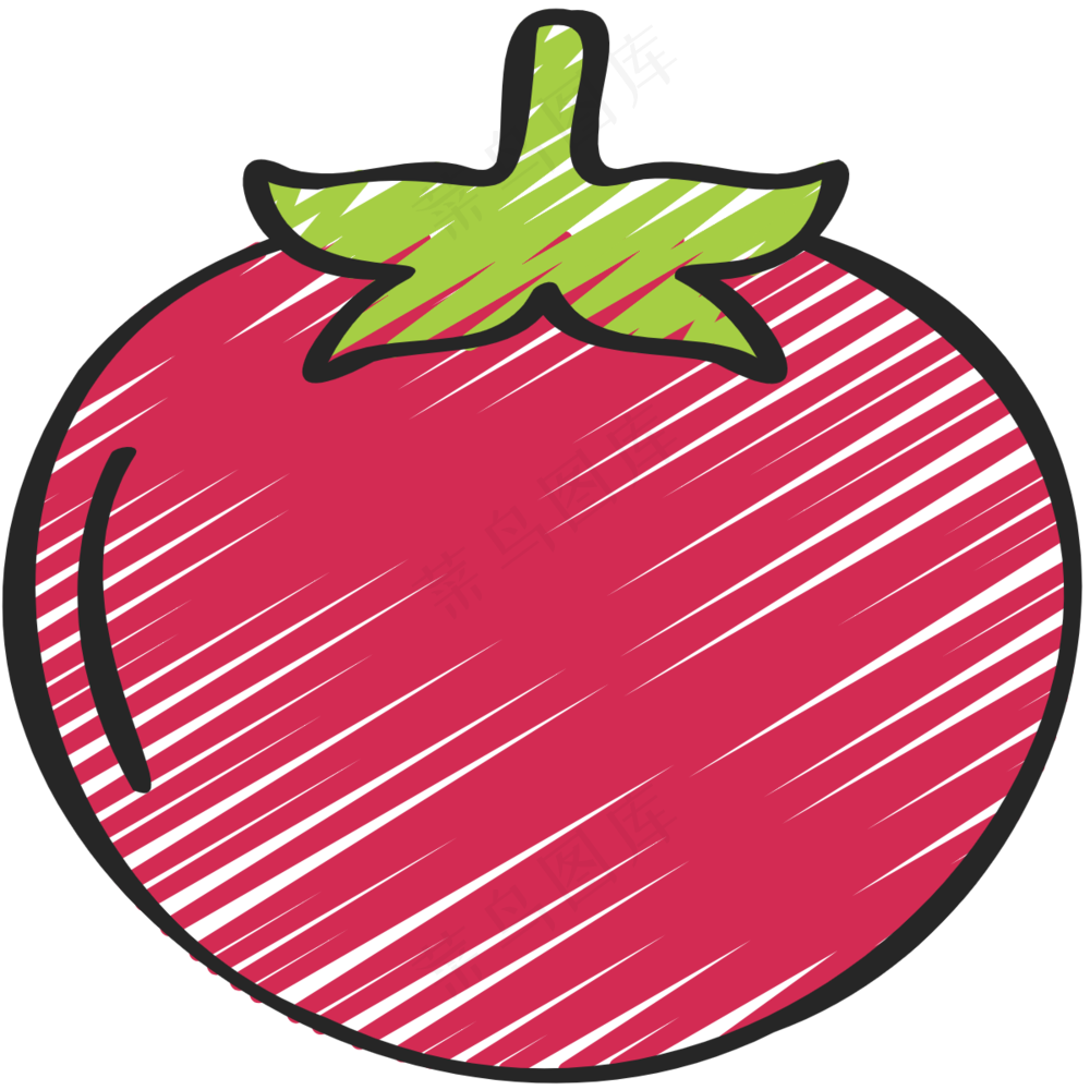 西红柿 番茄 tomato 绿色健康食品 铅笔手绘图标icon