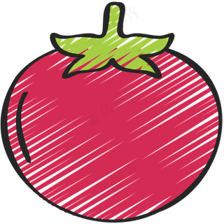 西红柿 番茄 tomato 绿色健康食品 铅笔手绘图标icon