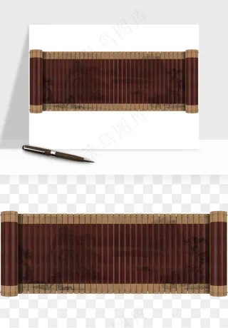 古风竹简卷轴书籍png免抠