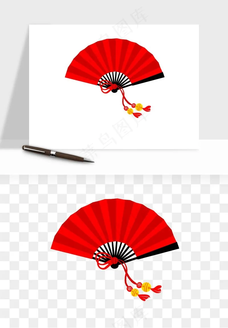 古风扇子元素png免抠