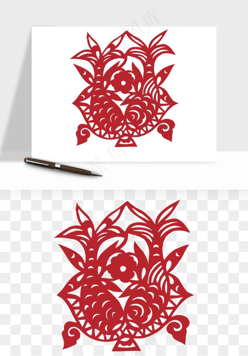 传统窗花剪纸图案png免抠