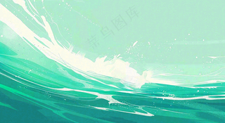 端午节水浪花绿色创意插画背景