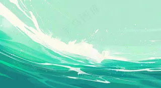 端午节水浪花绿色创意插画背景