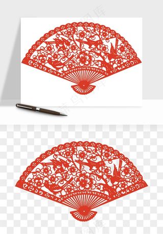 古风扇子元素png免抠