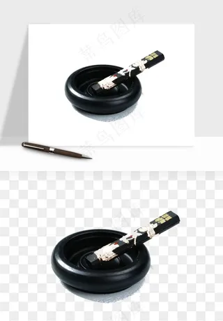 中式砚台毛笔书法png免抠