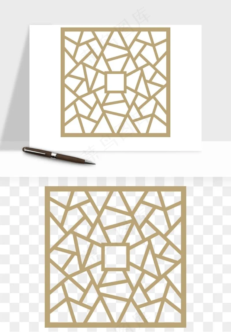 中式镂空古典图案png免抠
