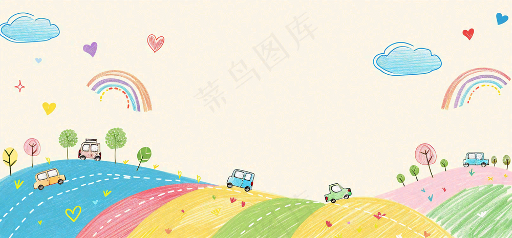 儿童蜡笔画简笔画可爱儿童节卡通插画背景