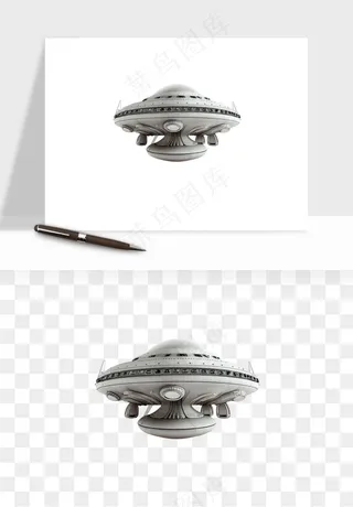 立体飞碟UFO外星人飞船png免抠