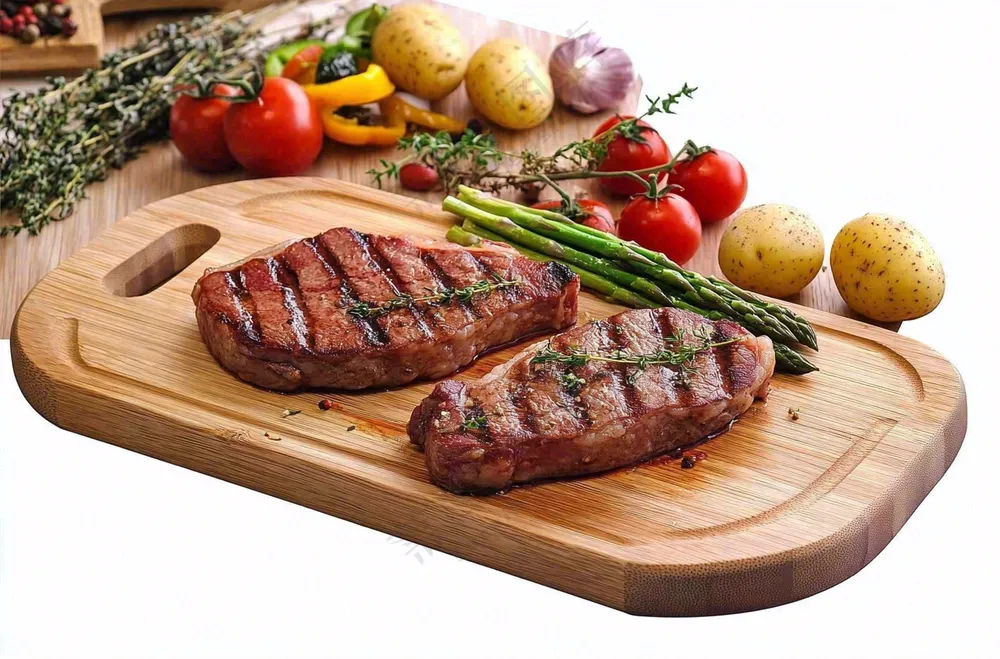 美味的煎牛排牛肉番茄土豆西餐美食摄影图