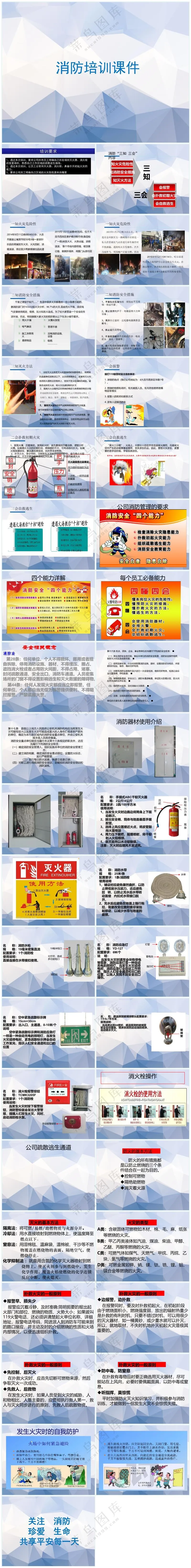 蓝紫色职场风消防培训课件