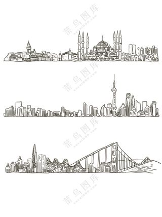 手绘建筑线条风格