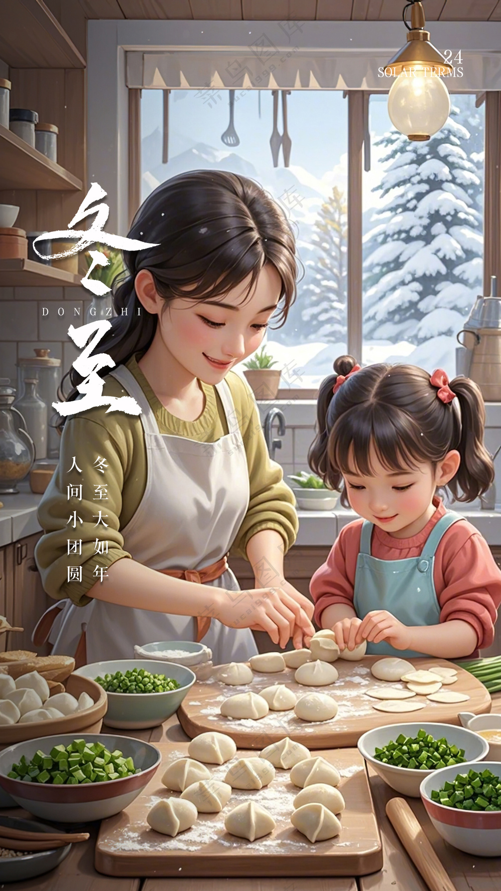 冬至节日节气大气唯美简约海报