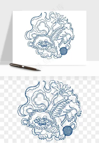 青花瓷花纹花卉图案png免抠