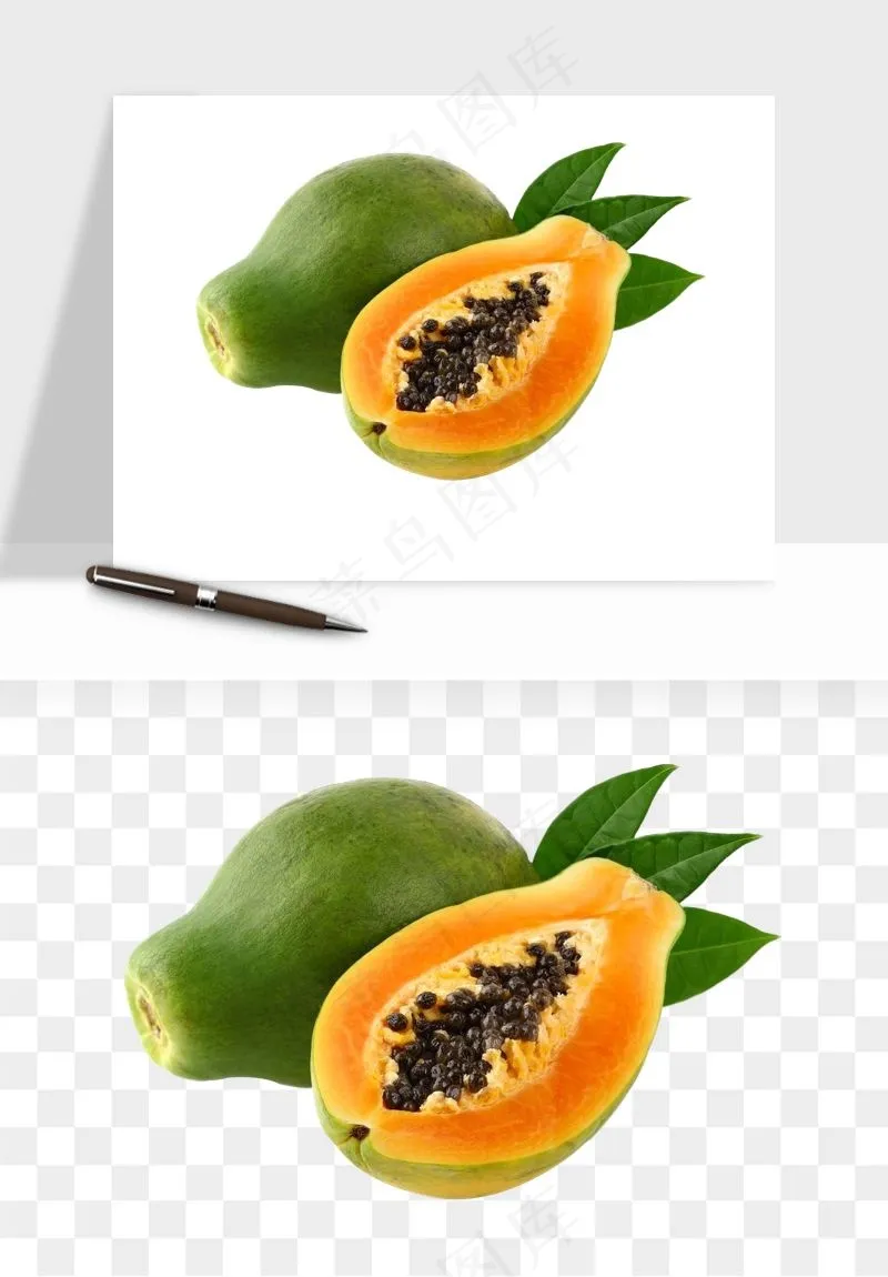 木瓜水果png免抠