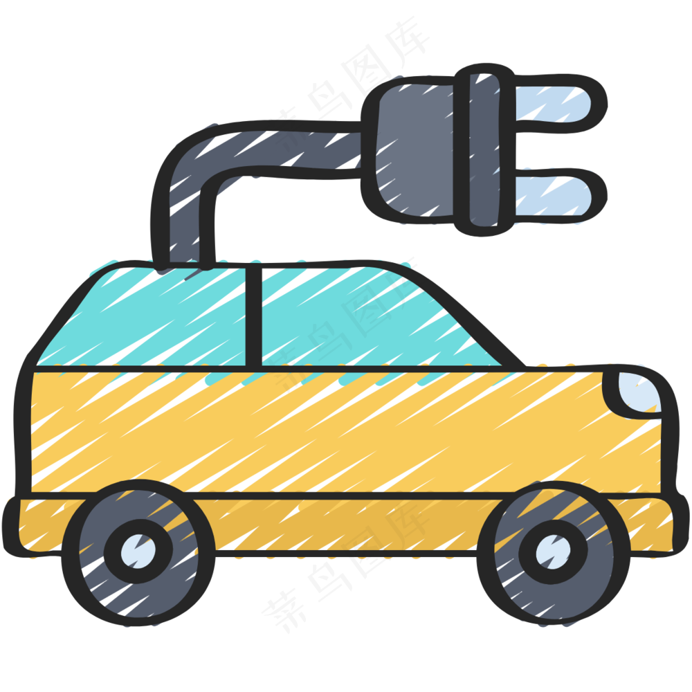 新能源电车 铅笔手绘图标icon