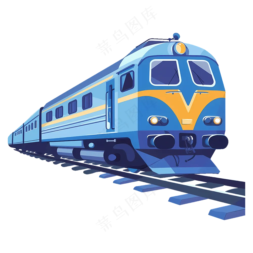 免抠蓝色的卡通列车