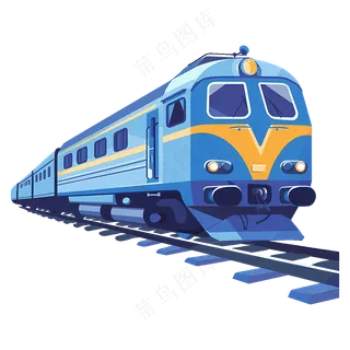 免抠蓝色的卡通列车