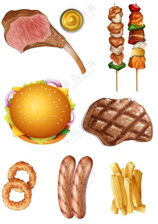 美味西式烧烤小吃西餐元素大合集