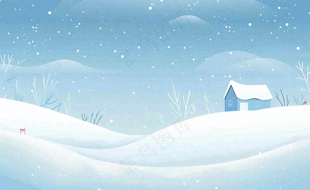 冬天白雪覆盖寒冷唯美雪景大寒插画背景