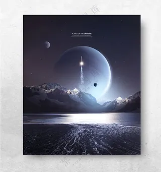 宇宙黑洞星空太阳系线条背景海报