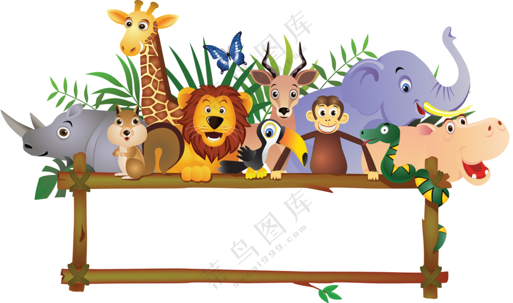 多种卡通动物装饰边框创意免抠图片