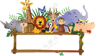 多种卡通动物装饰边框创意免抠图片