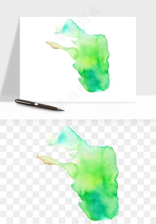 水彩泼墨涂鸦墨迹元素png免抠