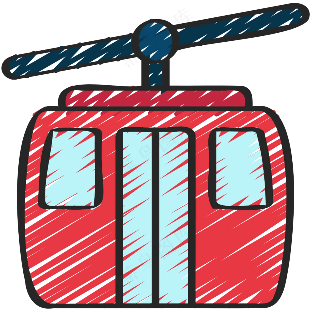 缆车 滑雪缆车 铅笔手绘图标icon