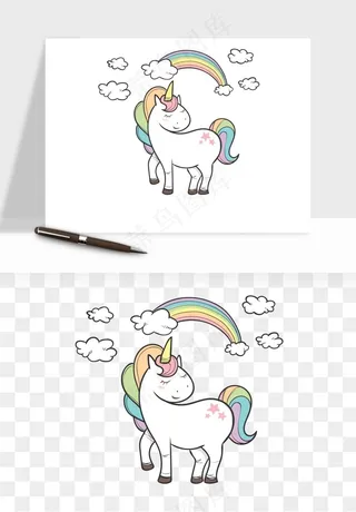 卡通独角兽天马飞马png免抠