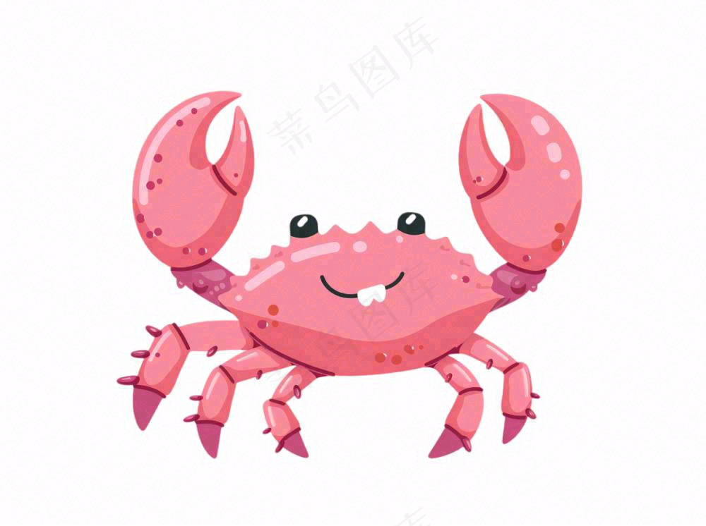 螃蟹海洋动物卡通插画免抠