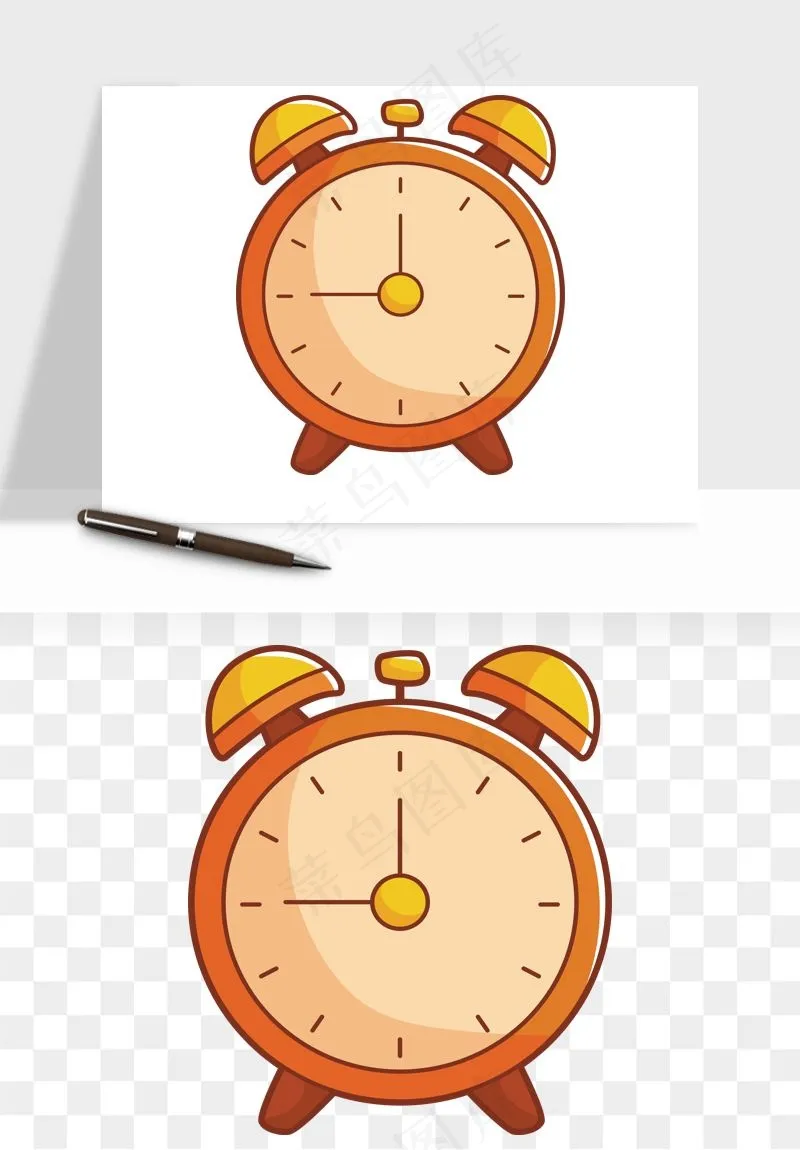 卡通手绘闹钟钟表png免抠