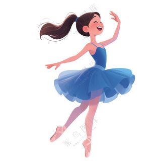 卡通风小女孩少女舞者舞蹈动作