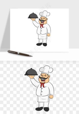 手绘厨师大厨png免抠