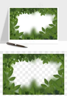 绿叶虚化前景树枝png免抠