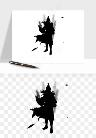 水墨江湖侠客武侠剪影png免抠