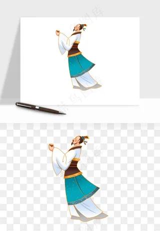 手绘古代诗人文人png免抠