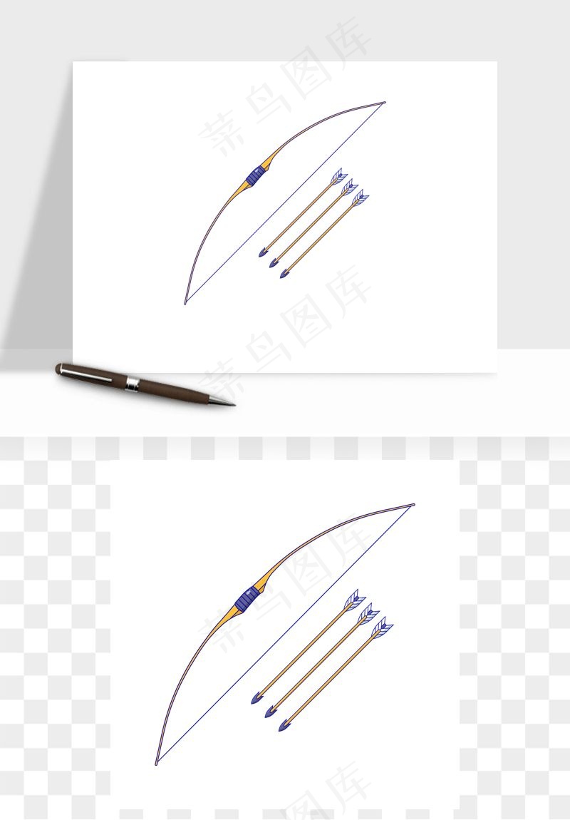 射箭弓箭手绘矢量png免抠