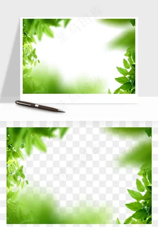 绿叶虚化前景树枝png免抠