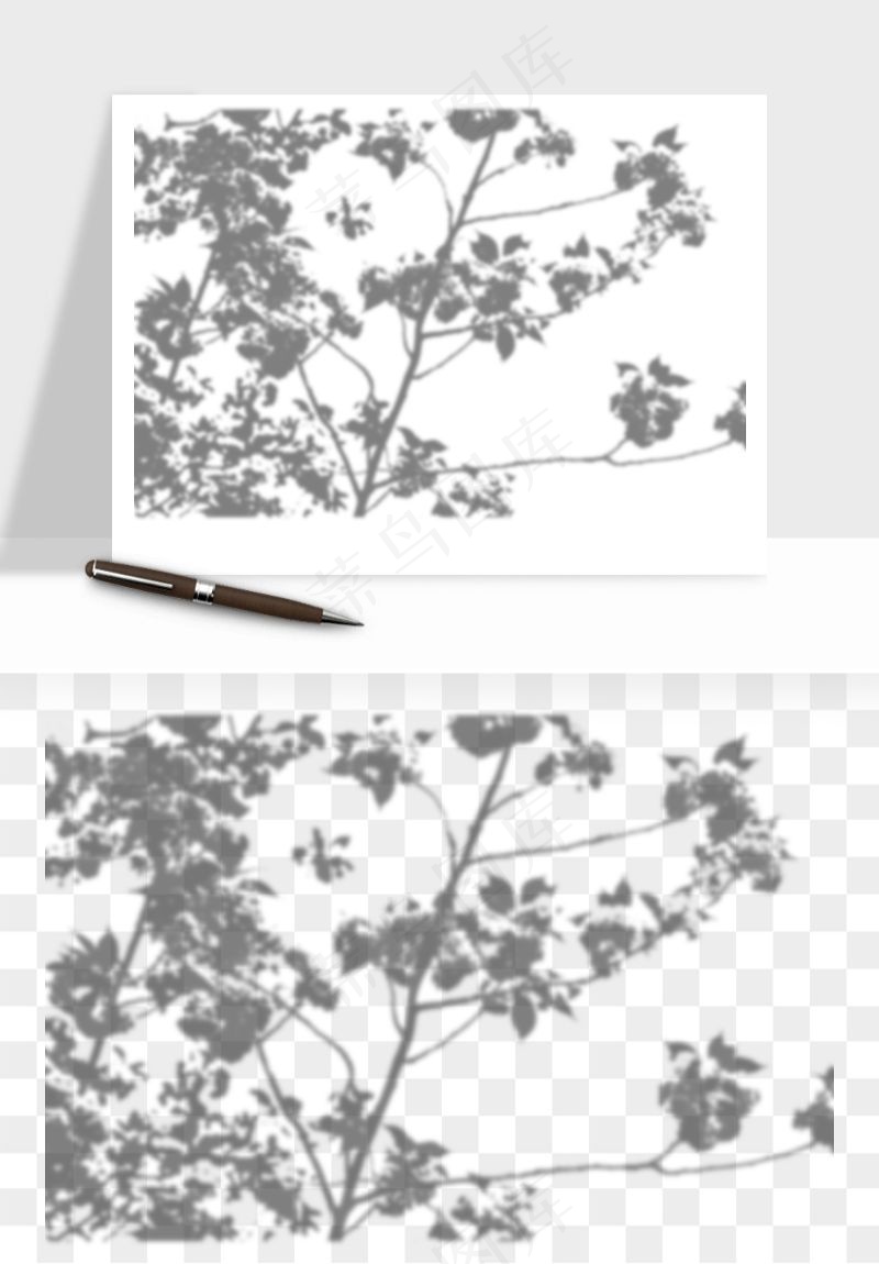 阴影植物窗户投影免抠元素