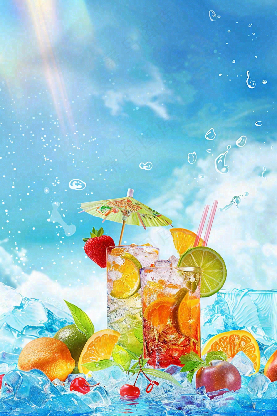 夏日饮品饮料清凉背景