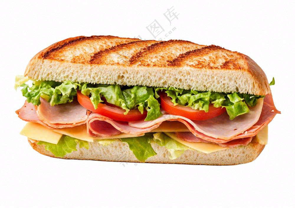 芝士培根三明治美食西餐摄影图免抠