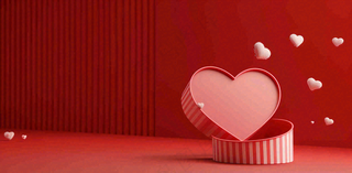 红色立体爱心礼盒妇女节情人节七夕插画背景