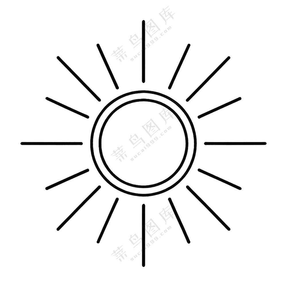 太阳黑白简笔画春分免扣图