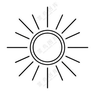 太阳黑白简笔画春分免扣图