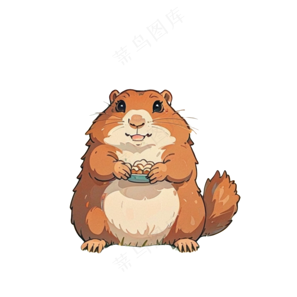 可爱土黄色卡通贪吃鼠鼠免抠图